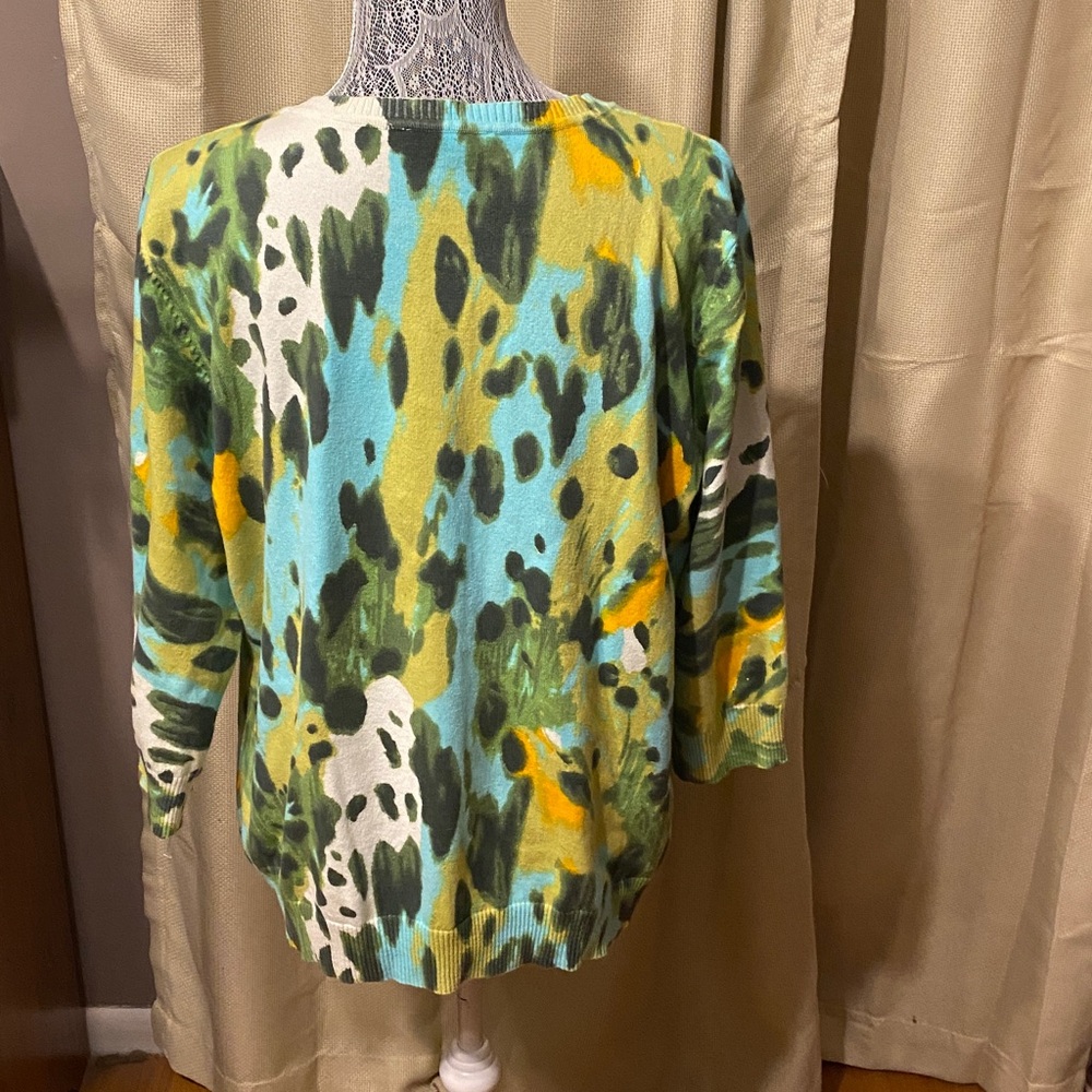 Isaac Mizrahi Pastel Watercolor Abstract Cardigan XL - Picture 3 of 5
